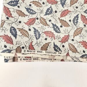 Vtg Floral Leaves Cotton Fabric By Marcus Bros. 44x72" Quilting Sewing Crafts